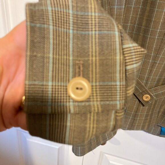 #35 Liz Claiborne Brown and Teal Suit Jacket, Size 12 - Picture 6 of 7